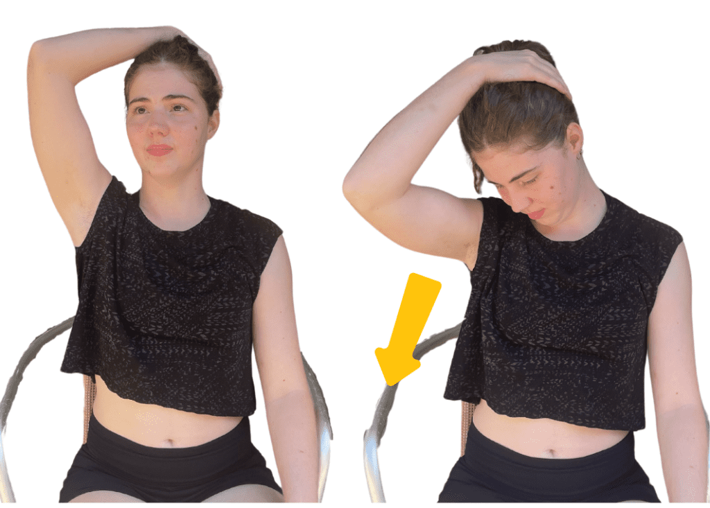 Student diagonal neck stretch- Physiotherapy Townsville